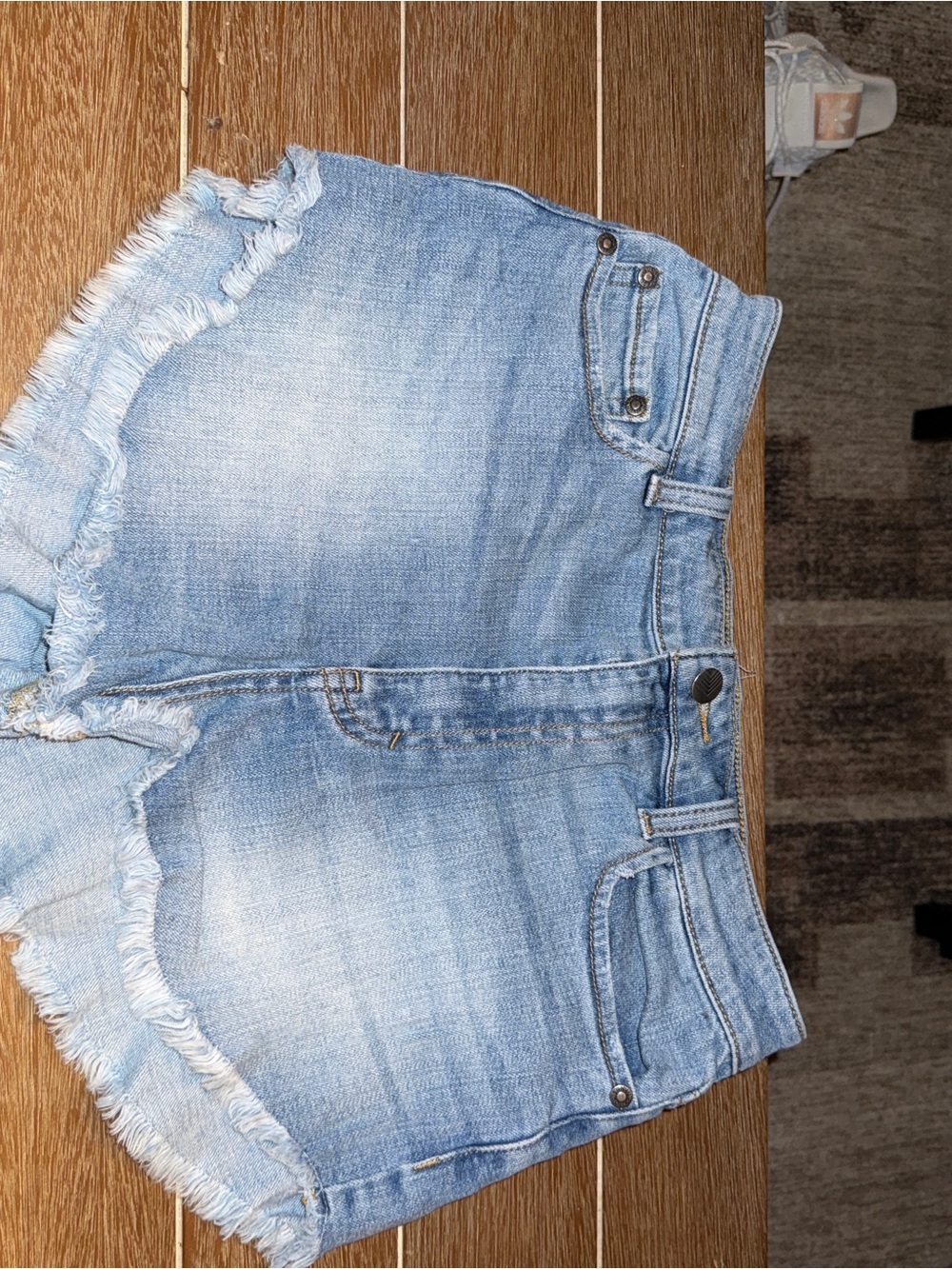 Sun & Shadow Light Blue Frayed Denim Shorts